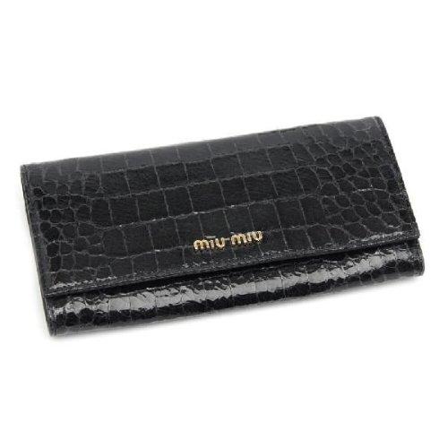 ミュウミュウスーパーコピー MIU MIU 長財布 クロコ調型押し革 5M1109-NKG-002